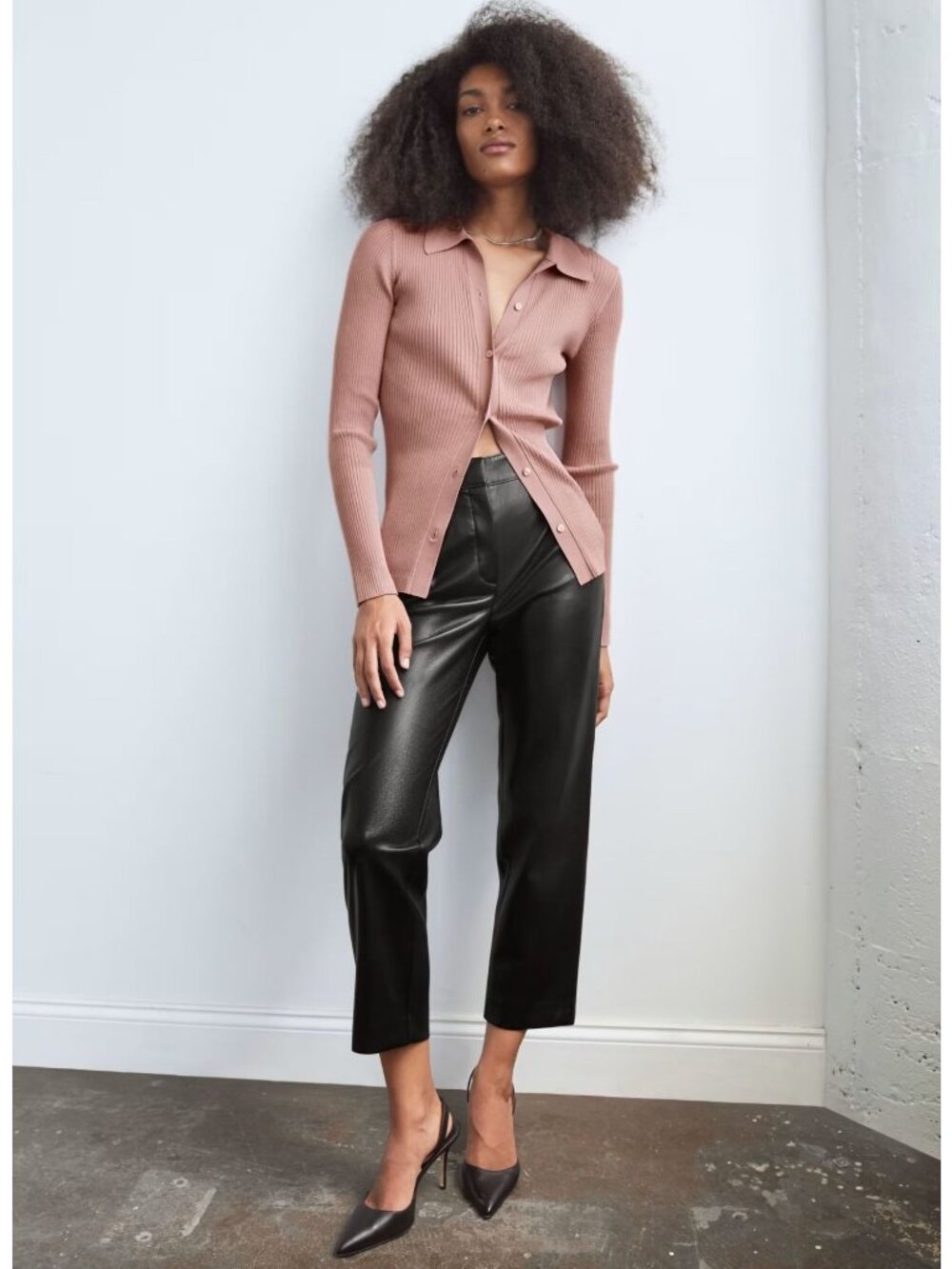 Aritzia Babaton Command Cropped Faux Leather Pants 0 Vegan Corpcore Goth XS Crop